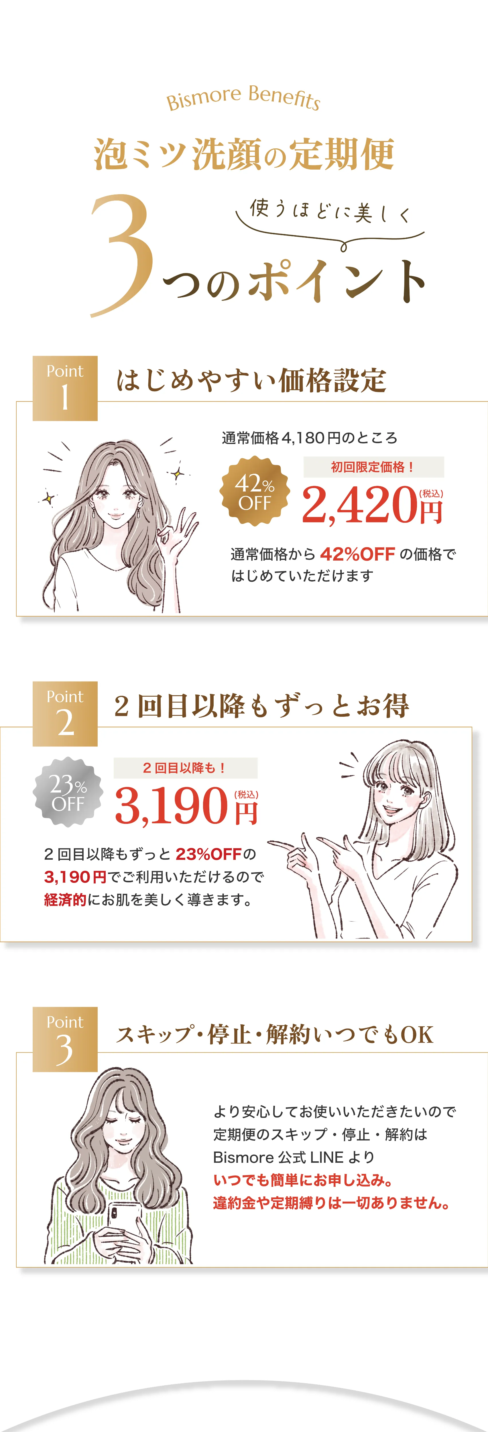 泡ミツ洗顔の定期便の3つのポイント