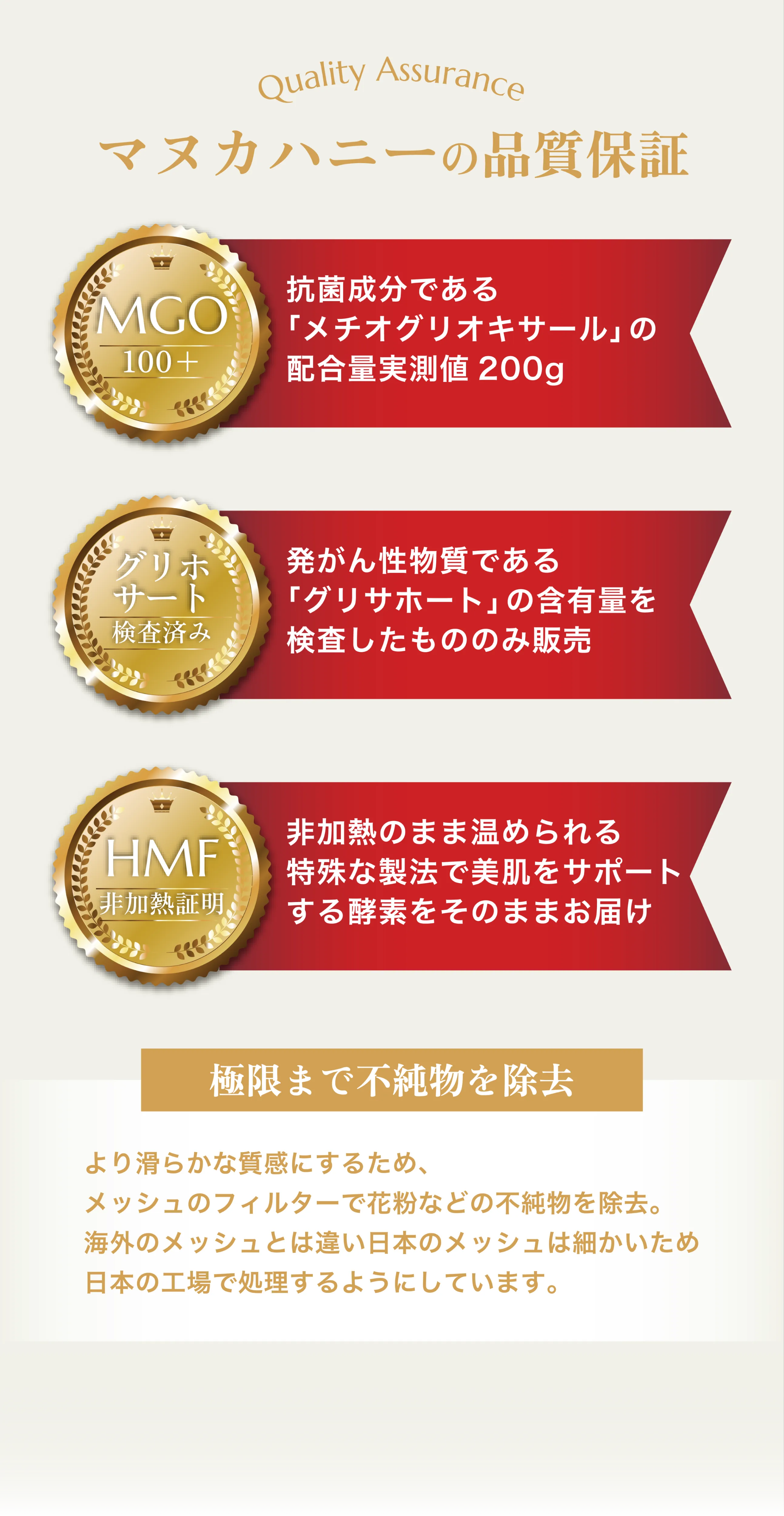 マヌカハニーの品質保証